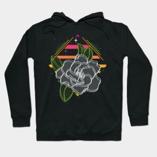 Retrowave Neon Gardenia Flower Hoodie